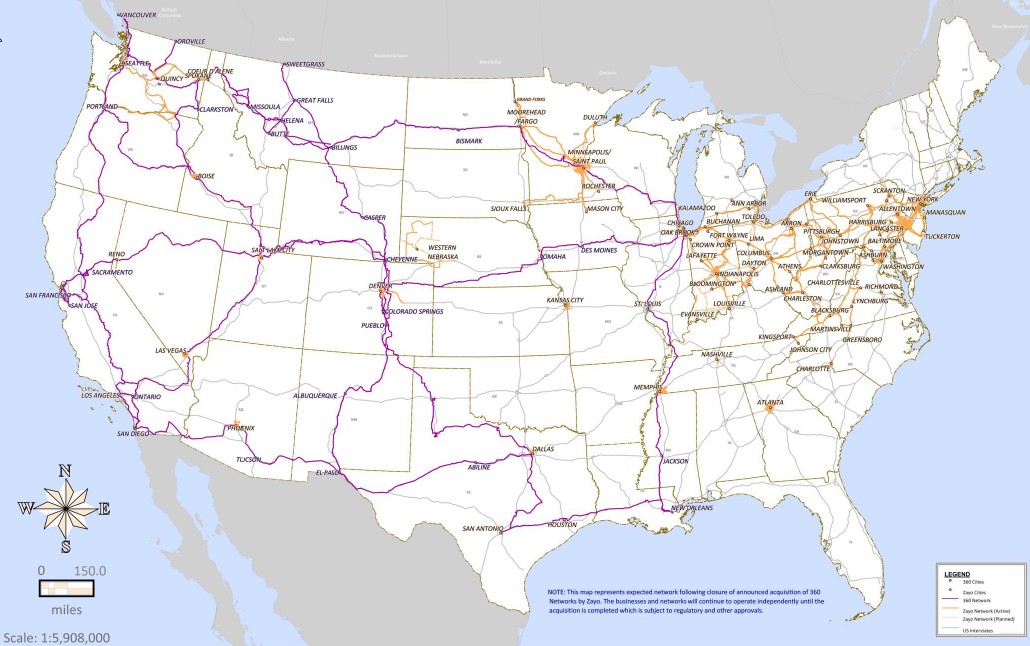 A Unified Zayo/360Networks Fiber Map | Telecom Ramblings